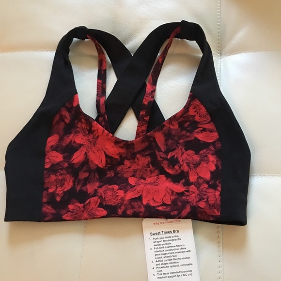 lululemon athletica Other - NWT RED LULULEMON SWEAT TIMES BRA BLACK CARMINE